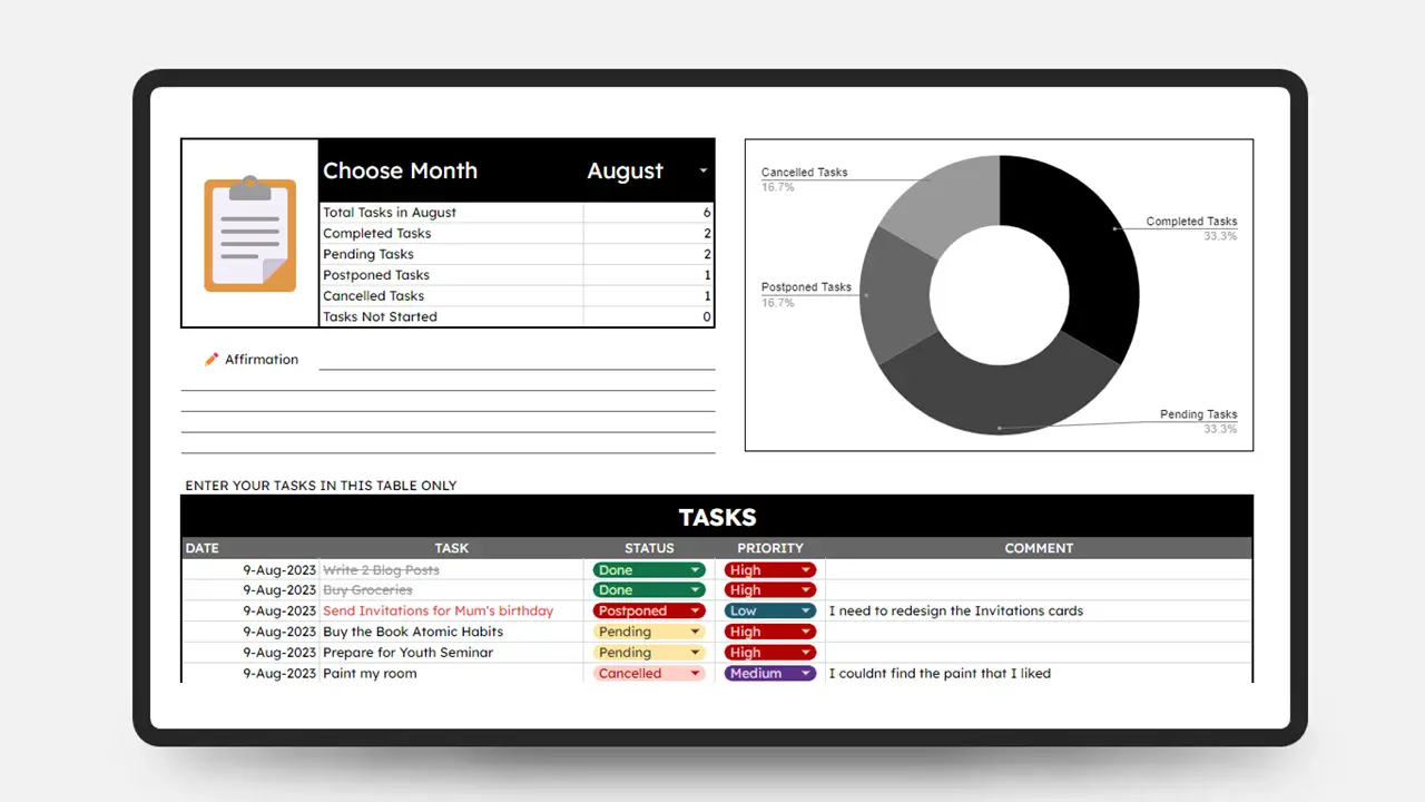 Daily Task Tracker Template